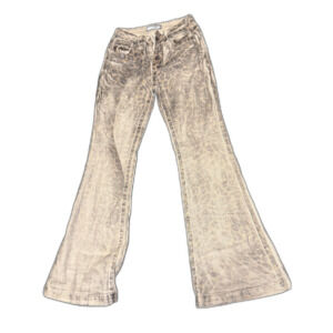 AKIRA Leopard Print Acid Wash Flare Jeans — High Rise, Statement Denim